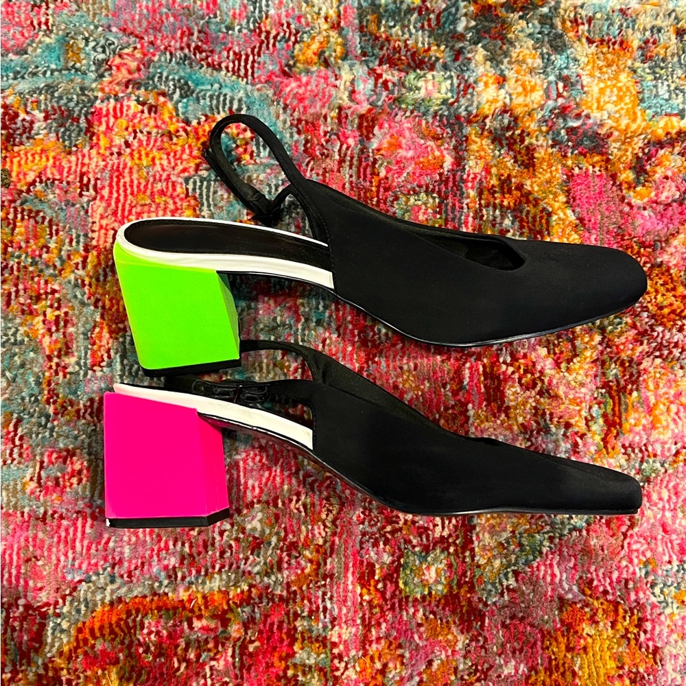 ASOS pink and green heeled mule - Picture 1 of 8